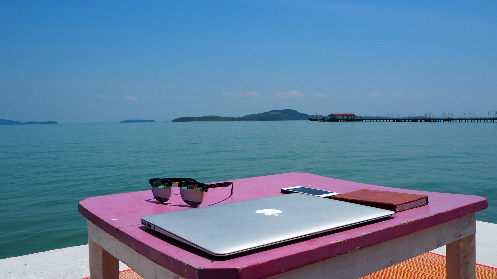 laptop at beach